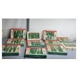 11 BOXES VINTAGE GREEN CHRISTMAS ORNAMENTS AS