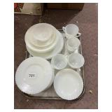 30 TRANSLUCENT WHITE PLATES , 2 CUPS , CREAMER