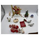 PLASTIC SANTA ON REINDEER, ELF HEADS, CLIP ON