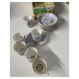 DEMITASSE TEA SET WITH SOME WEAR, 6 CUPS 9