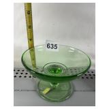 GREEN PEDESTAL GLASS DISH