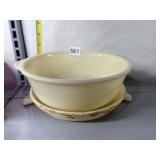 FIRE KING DOUBLE HANDLE BOWL AND GLASS TRIVET