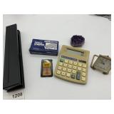 GEODE, STAPLES, 3 HOLE PUNCH, TRAVEL CLOCK, ETC.