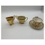 PICKARD CREAMER/ SUGAR, NO LID, TEACUP & SAUCER