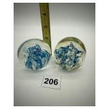 2 ART GLASS PAPERWEIGHTS