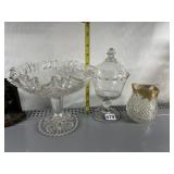 RUFFLE EDGE PEDESTAL DISH, COVERED COMPOTE, GOLD