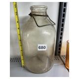 GLASS BOTTLE W/ METAL HANDLE