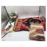 QUILTED PILLOWCASE, THROW BLANKET, BELL, BLOCKS,