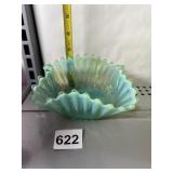 FOSTORIA HEIRLOOM BLUE OPALESCENT HANDKERCHIEF