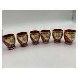 6 ENAMELED SHOT GLASSES