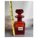 BLOWN GLASS BOTTLE W/ STOPPER