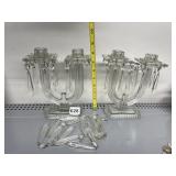 PAIR OF CANDLE STICKS W/ PRISMS (CHIPS ON TOP OF