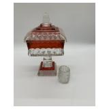 CANDY DISH RUBY & CLEAR, TOOTHPICK HOLDER SMALL