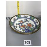 PORCELAIN WARE ORIENTAL DISH W/ GOLD RIM