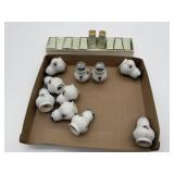 2 SETS OF 10 MINI SALT AND PEPPER SHAKERS