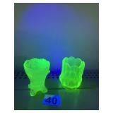 2 BOYD CRYSTAL ART GLASS TOOTHPICK HOLDER FURR