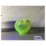 FENTON URANIUM OPALESCENT EDGE ROSE BOWL W/