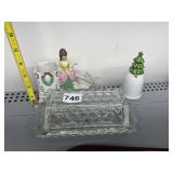 AP GERMANY FIGURAL PLANTER, COVERED GLASS BUTTER