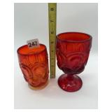 AMBERINA MOON AND STARS GOBLET AND TUMBER, GLOWS