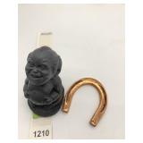 BRASS HORSESHOE, LAKI "LUCKY" MADE OF LAVA,