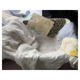 TOTE FULL OF SHEETS , PILLOWCASES