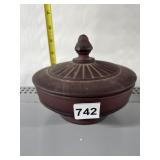 PURPLE SATIN GLASS COVERED DISH