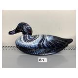 SLIDE GLASS DUCK ON A NEST 11 INCHES LONG