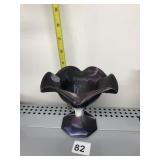 IMPERIAL PURPLE AMETHYST SLAG GLASS PEDESTAL DISH