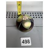 STEWART ABELMAN ART GLASS PAPERWEIGHT WITH PULLED