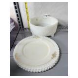 3 MACBETH EVANS PETAL WARE PLATES WITH GOLD