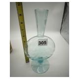 BLUE GLASS FOOTED VASE