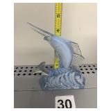 DUNCAN MILLER BLUE OPALESCENT SWORD FISH FIGURINE