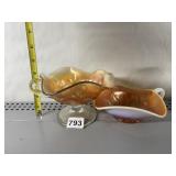 TWO CARNIVAL GLASS PIECES INCLUDING VINTAGE DUGAN