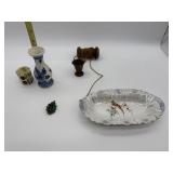 CUSTARD GLASS TOOTHPICK HOLDER, GLOWS, DELFT BUD