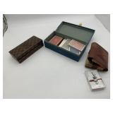 LEATHER  CASE PLAYING CARDS, EMPTY BOX