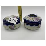 MATCHING HAND PAINTED DRESSER SET WITH GOLD