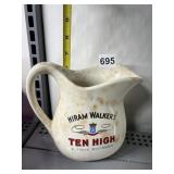 HIRAM WALKERï¿½S TEN HIGH IRONSTONE PITCHER