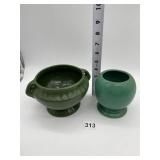 MCM GREEN PLANTER AND GLAZED DEEP GREEN PLANTER