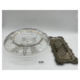 GOLD INTAGLIO CENTER PIECE BOWL AND TOAST TRAY