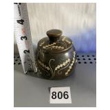 ANTIQUE POTTERY COVERED BOX