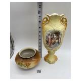 WARWICK HAND PAINTED BOWL, HAND PAINTED VASE