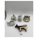PORCELAIN TRINKET DISH, FIGURINES ETC.