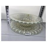 MID- CENTURY GLASS SERVING BOWL AND PLATE