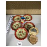 VINTAGE METAL SAUCERS AND CUP PLUS COMPACT