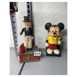 PLASTIC UNCLE SAM BANK AND MICKEY MOUSE BANK
