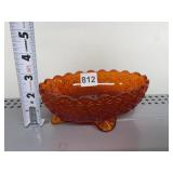 VINTAGE AMBERINA GLASS BUTTON AND DAISY FOOTED