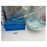 FOSTORIA AMERICAN BLUE JEWEL COVERED CIGARETTE