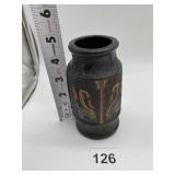 JAPAN ART POTTERY VASE DEEP EARTHTONE PATTERNS