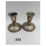PAIR OF STERLING WEIGHTED CANDLE HOLDERS 15 OZT