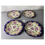 HAND PAINTED SET OF 4 PORCELAIN PLATES